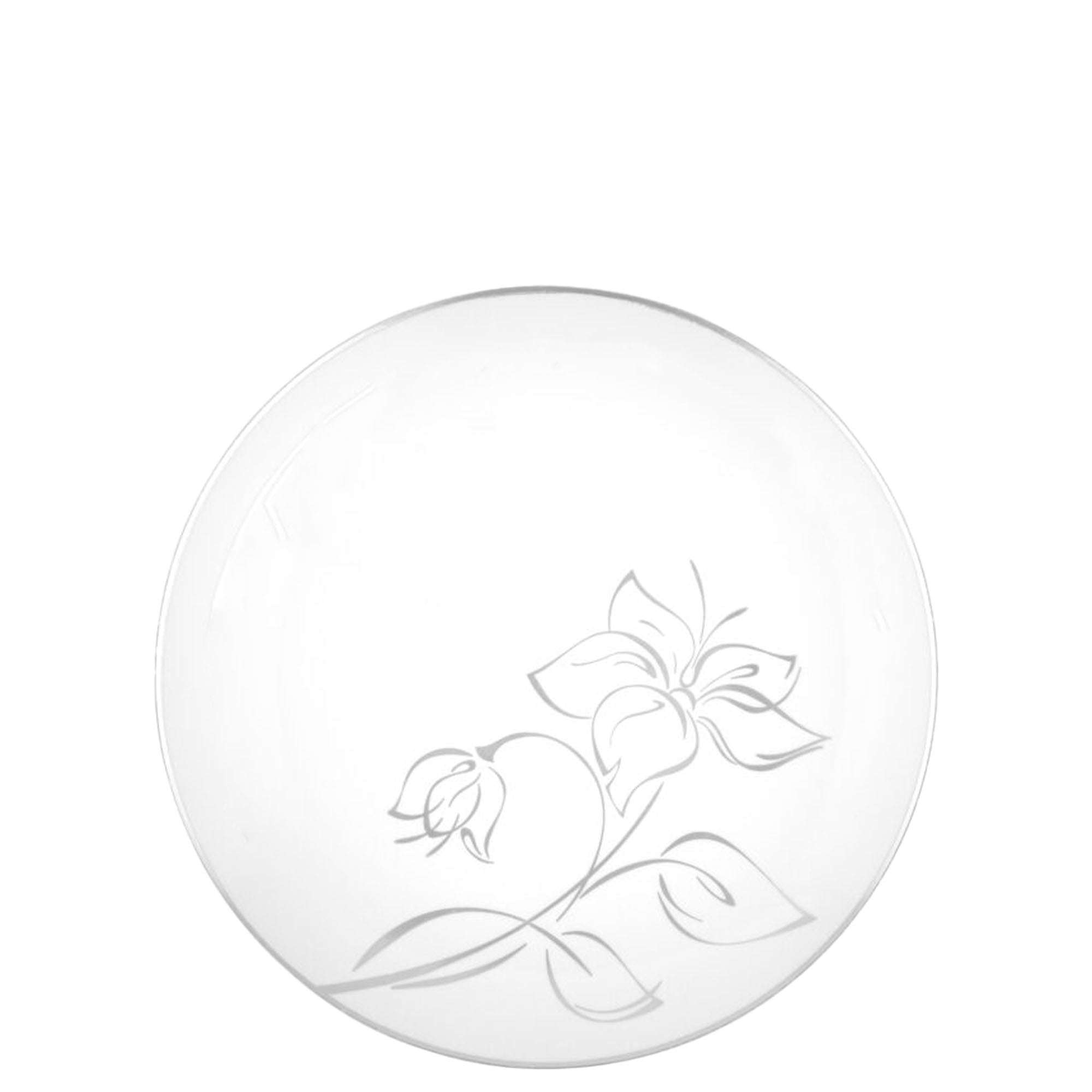 White Plastic Plates Silver Floral Collection