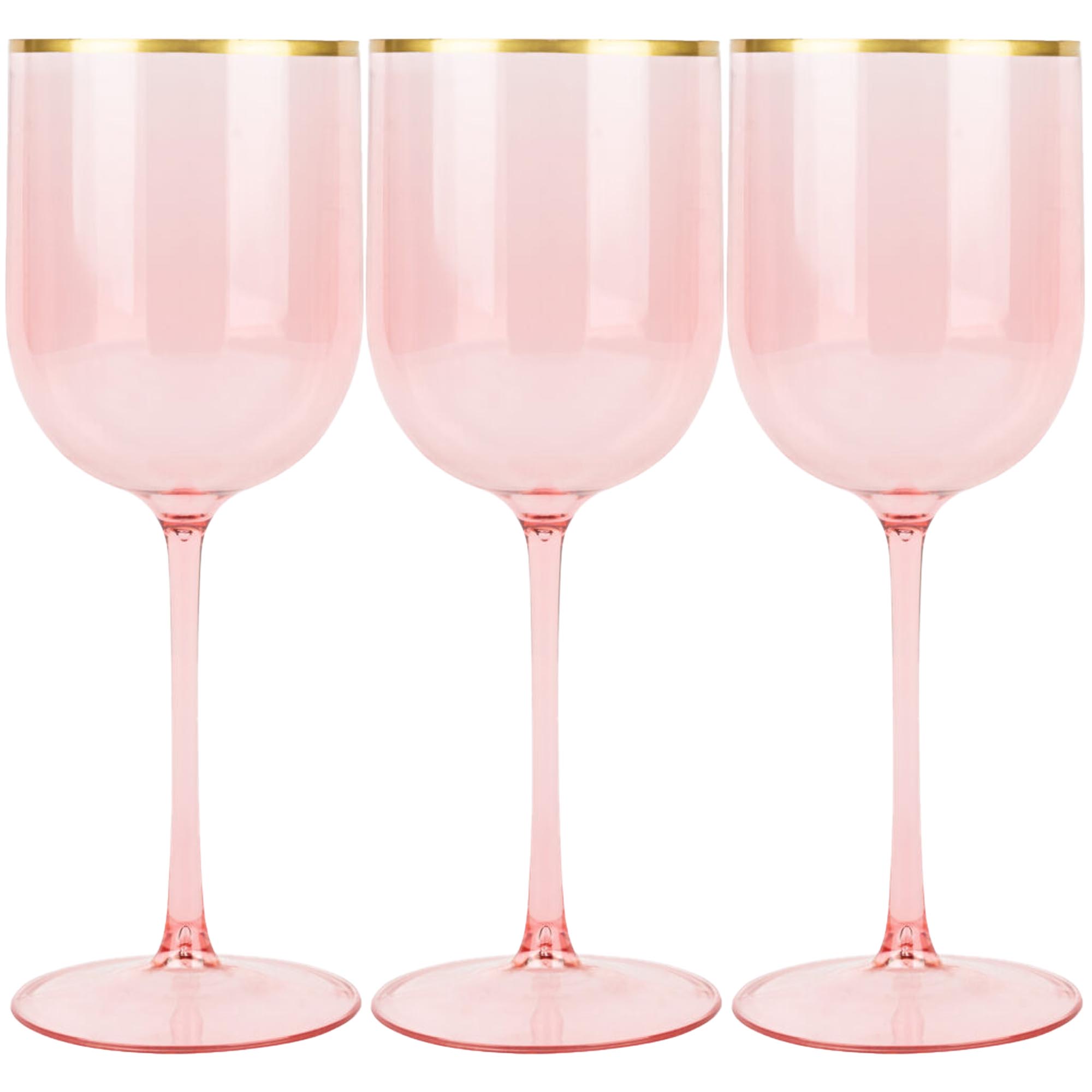 12oz Plastic Wine Goblets with Gold Rim