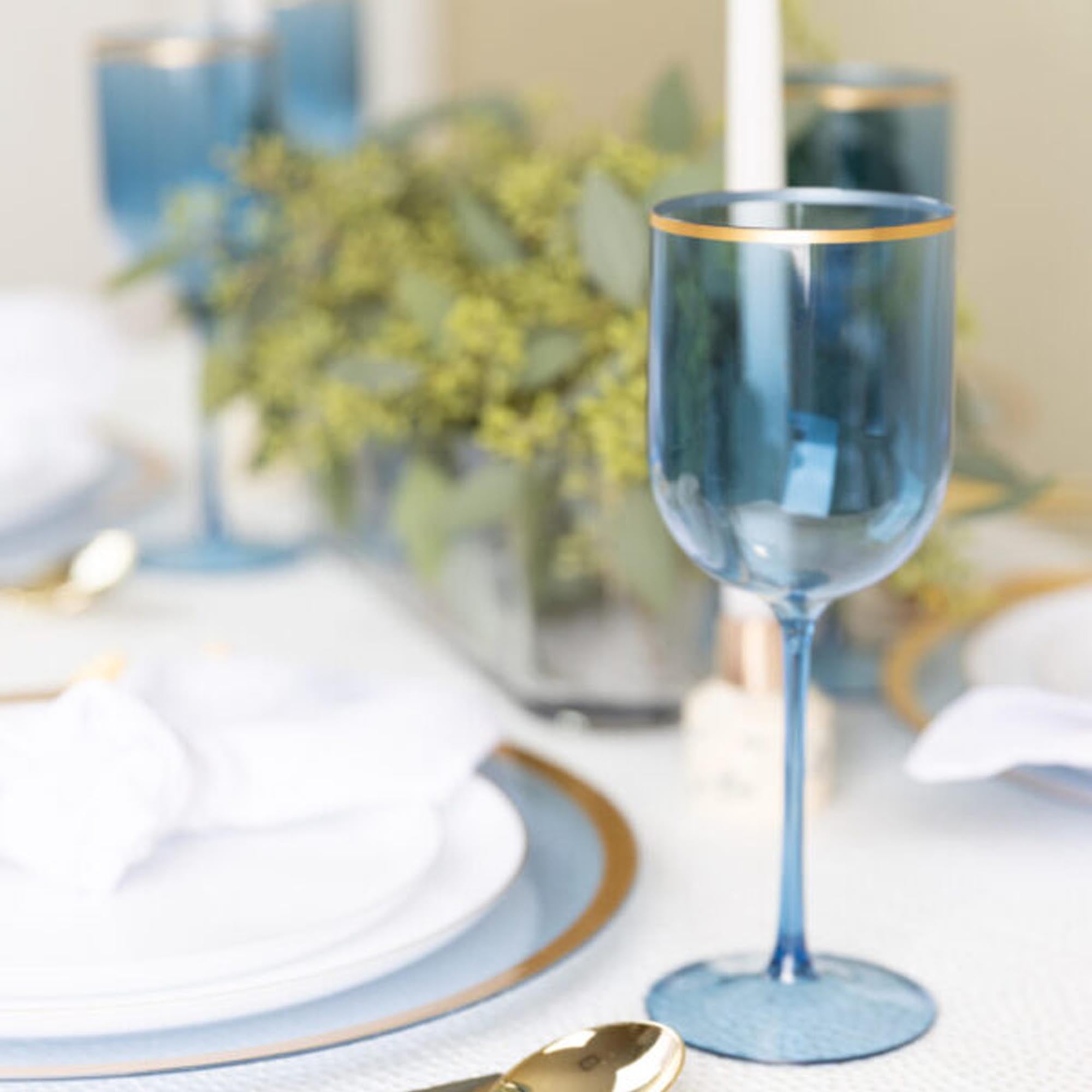 12oz Plastic Wine Goblets with Gold Rim