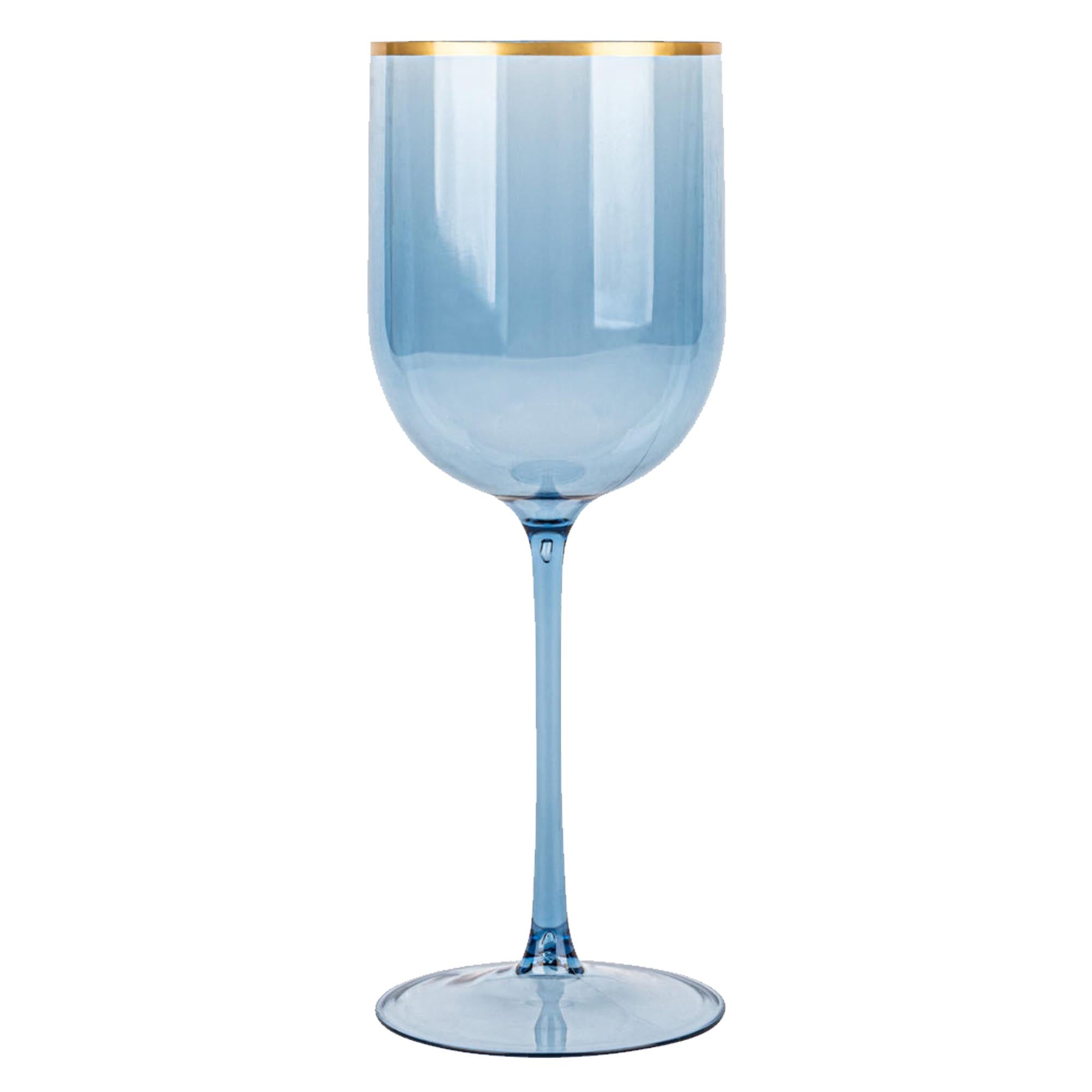 12oz Plastic Wine Goblets with Gold Rim