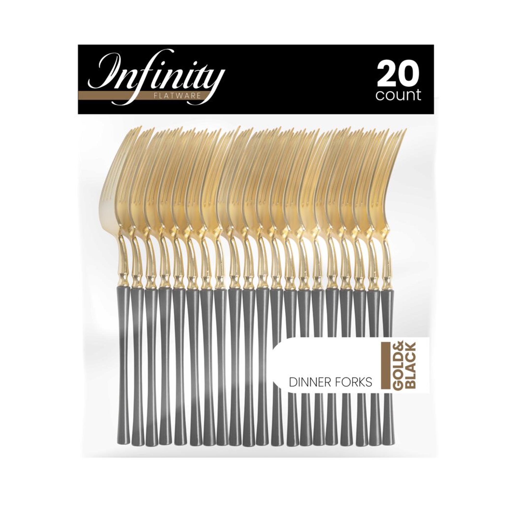 Plastic Black and Gold Infinity Flatware Collection