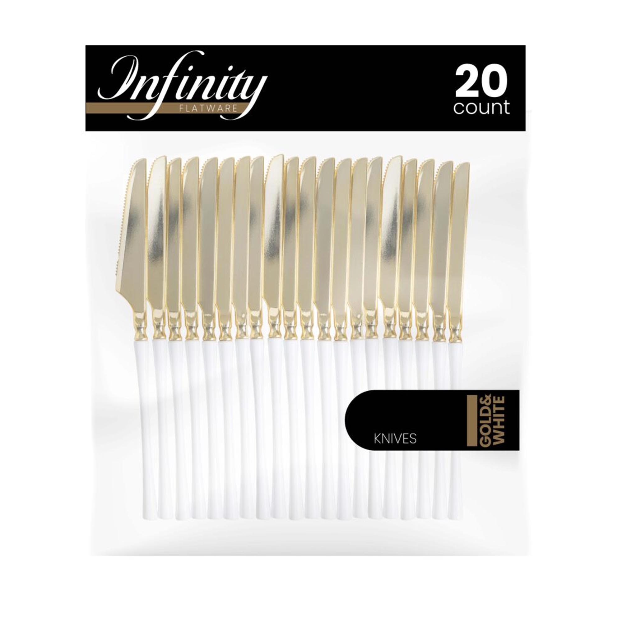 Plastic White and Gold Infinity Flatware Collection