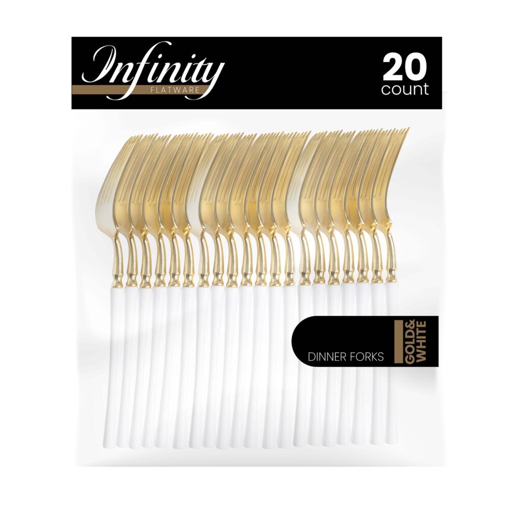 Plastic White and Gold Infinity Flatware Collection