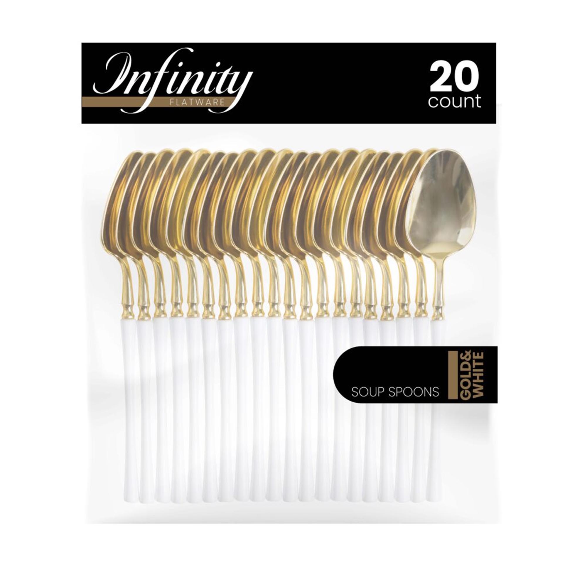 Plastic White and Gold Infinity Flatware Collection