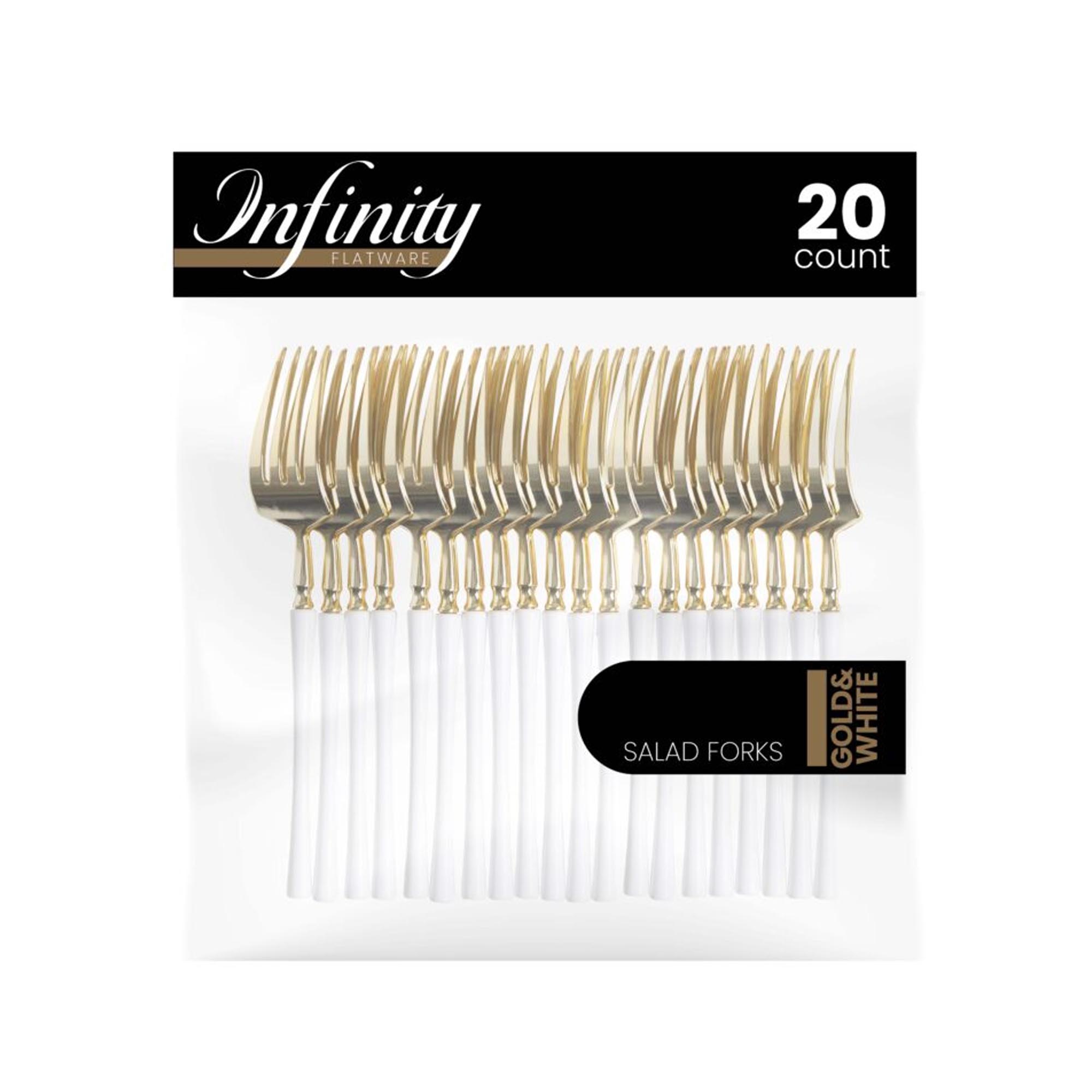 Plastic White and Gold Infinity Flatware Collection