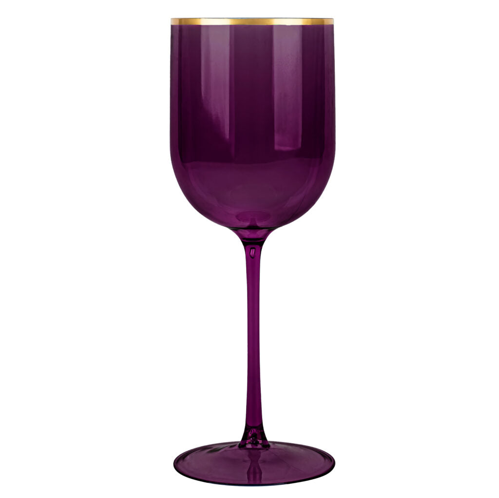 12oz Plastic Wine Goblets with Gold Rim