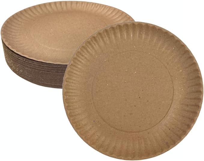 Disposable Kraft 6-Inch Paper Plates Uncoated Small, Everyday Disposable Brown Paper Plates 6