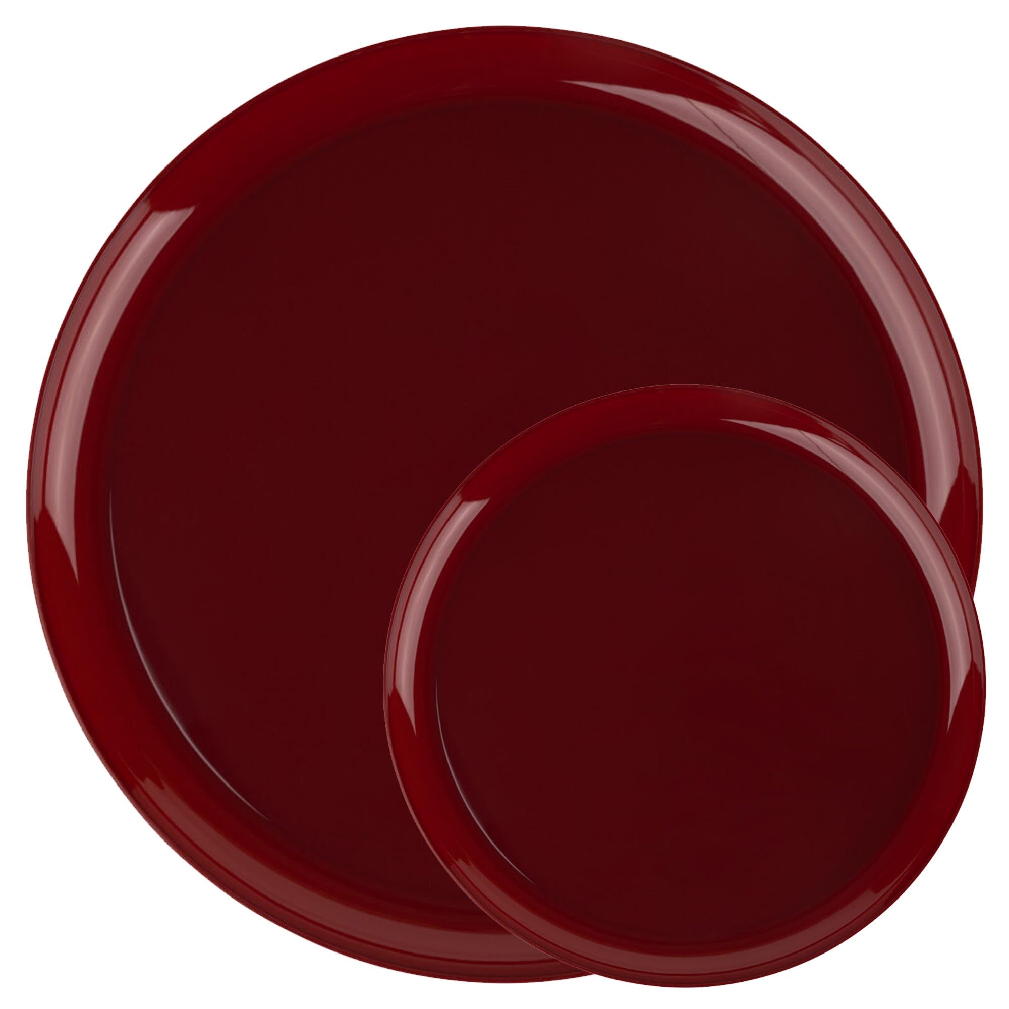 Plastic Tableware Cranberry Red Plates Edge Collection Dinner Party Set