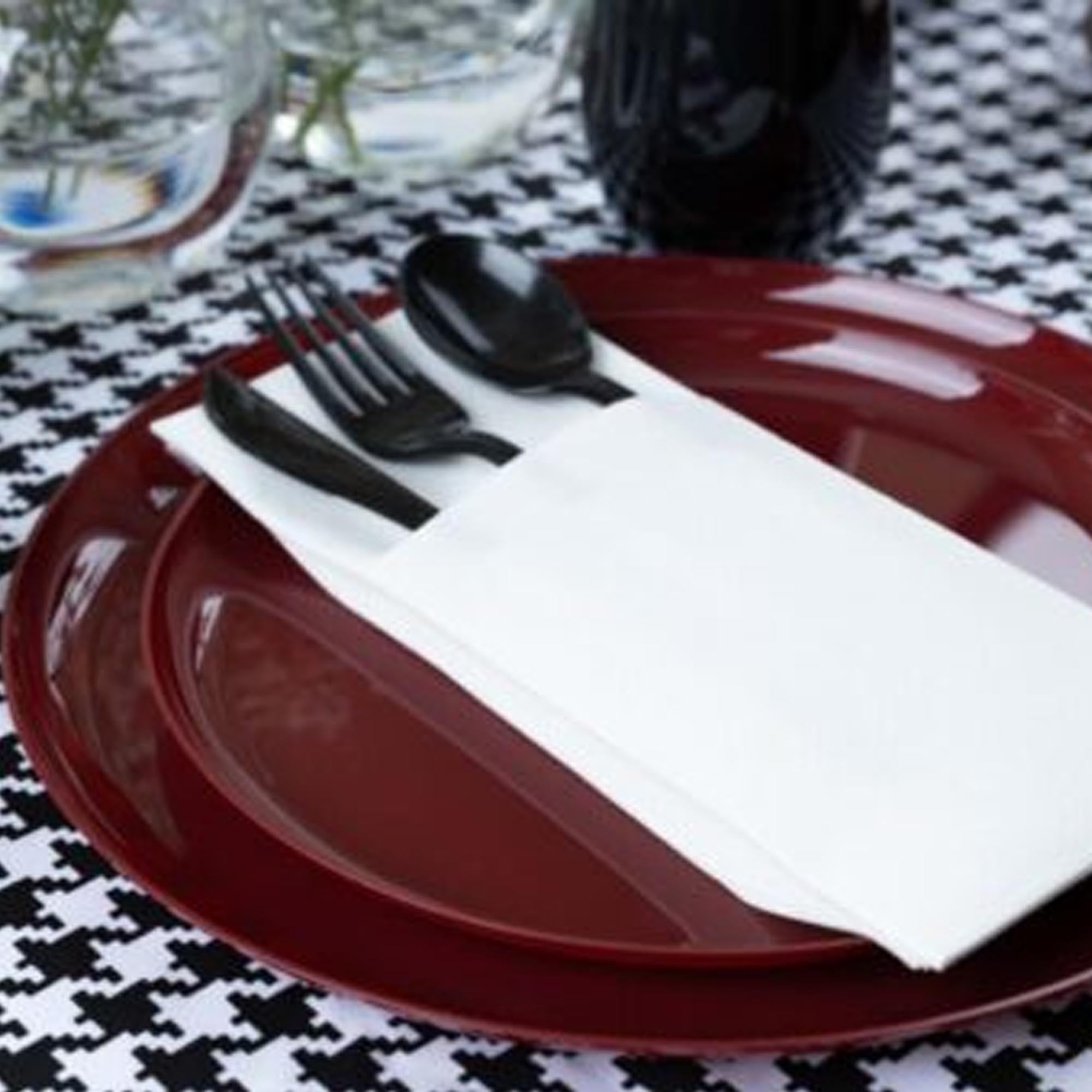 Disposable Fancy Cranberry Red Plastic Plates Edge Collection