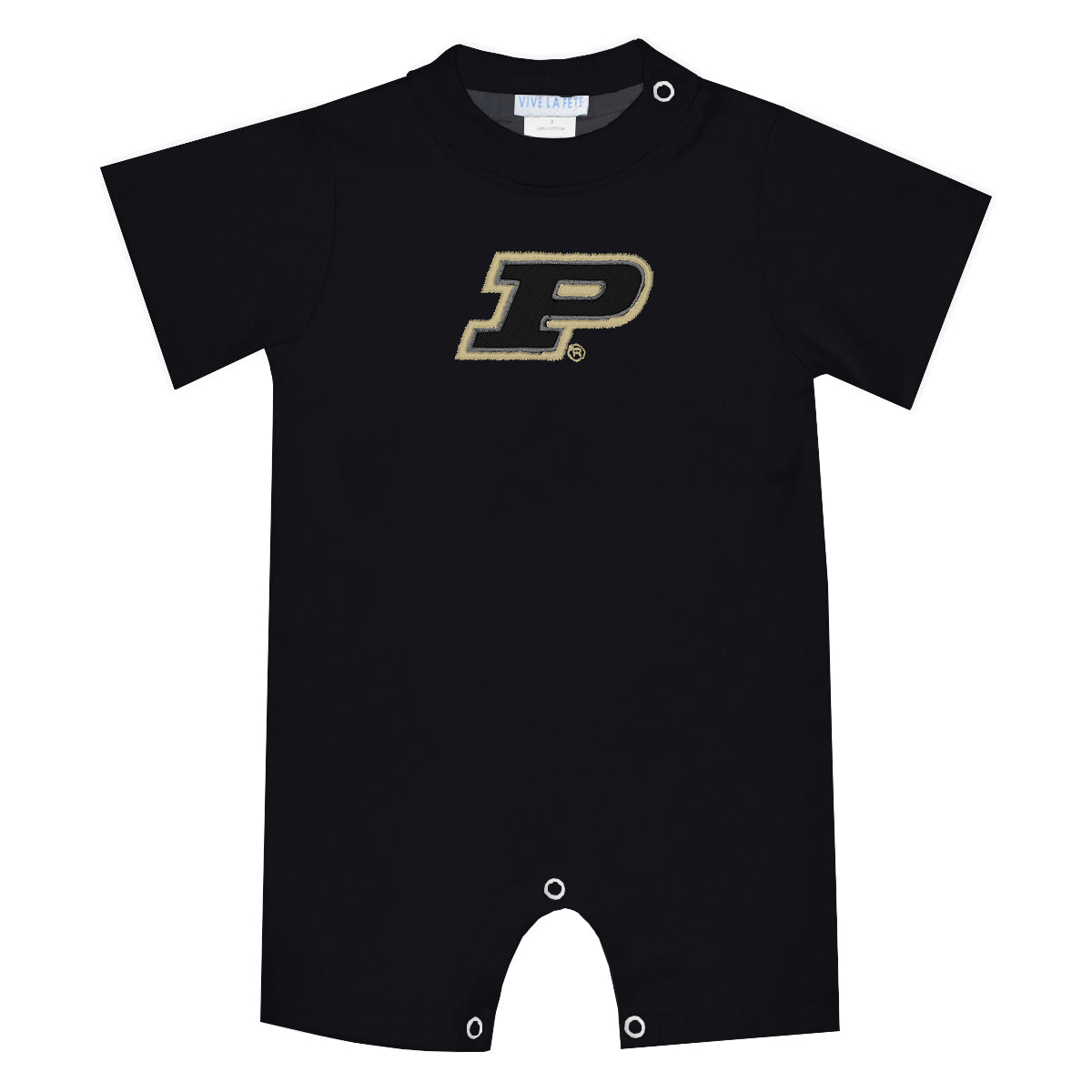 Purdue University Boilermakers Embroidered Black Knit Short Sleeve Boys Romper