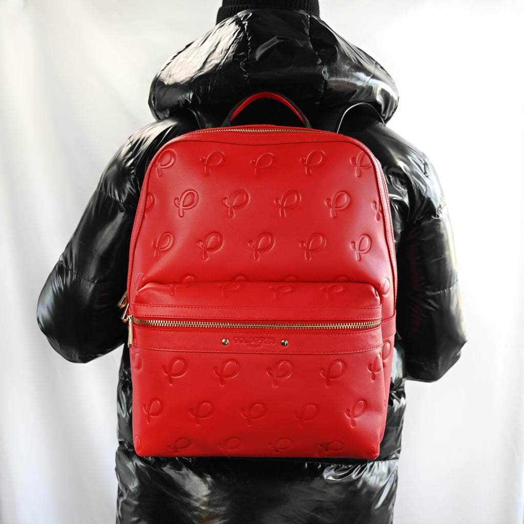 Red Pres Leather Backpack