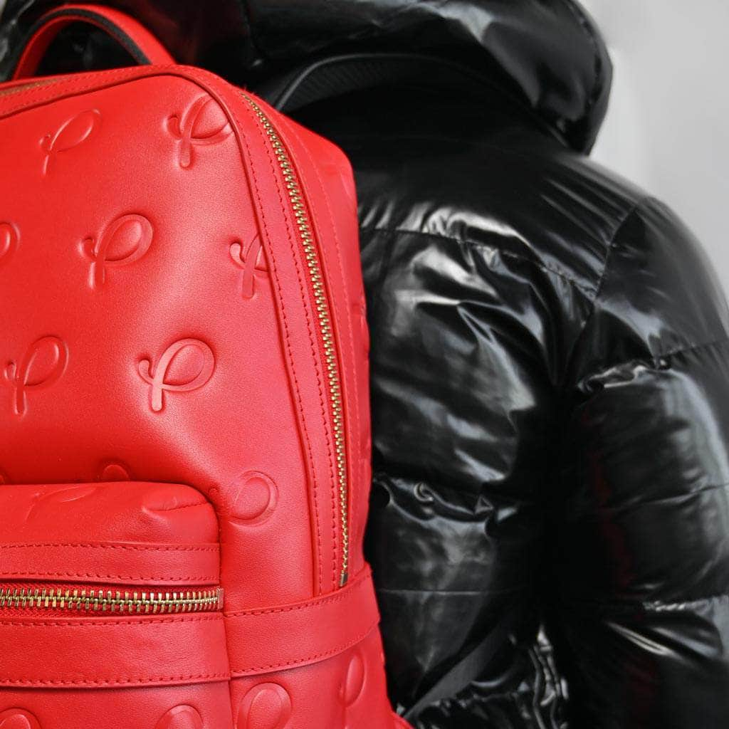 Red Pres Leather Backpack