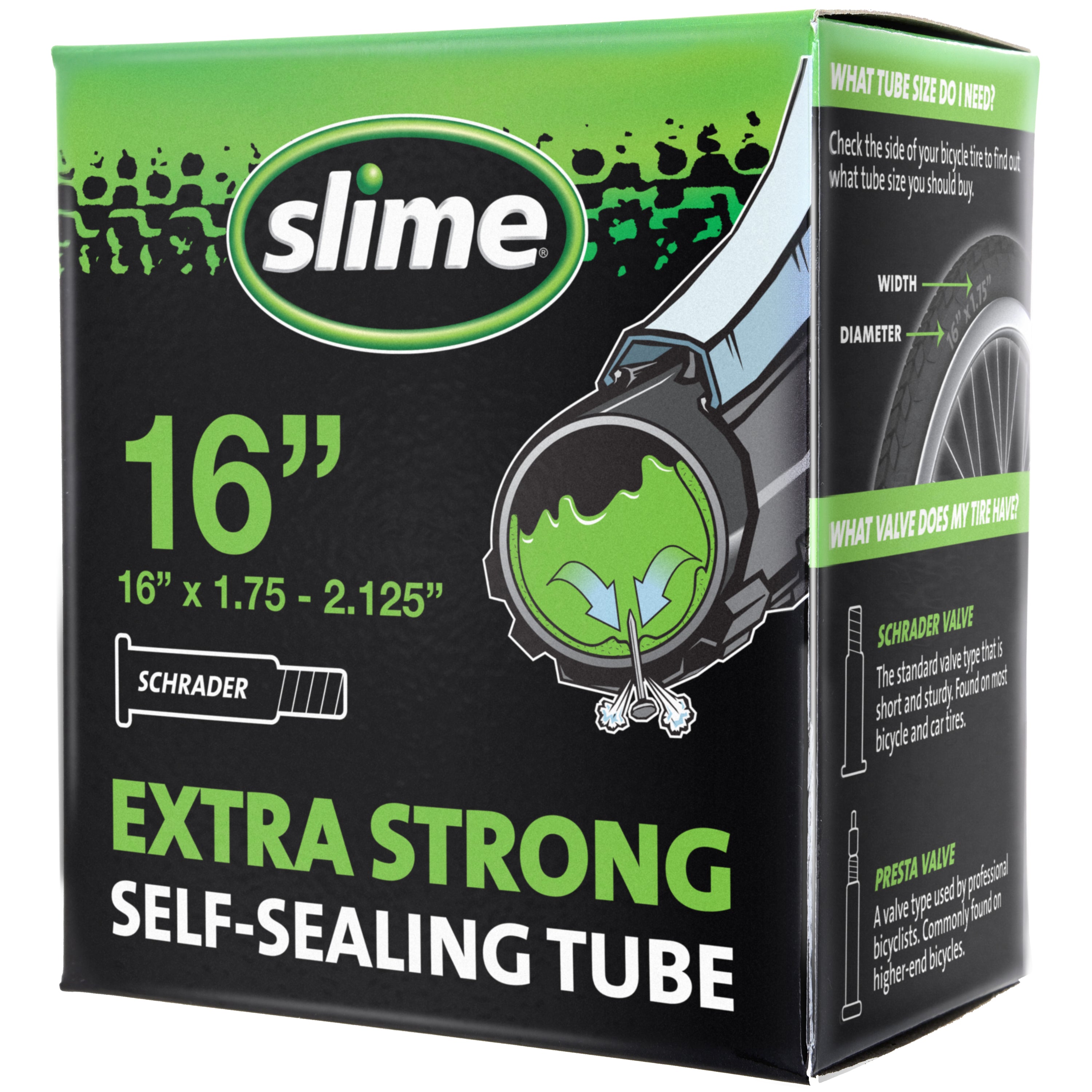  Extra Strong Self-Sealing Bicycle Tubes 16" x 1.75-2.125" Schrader 