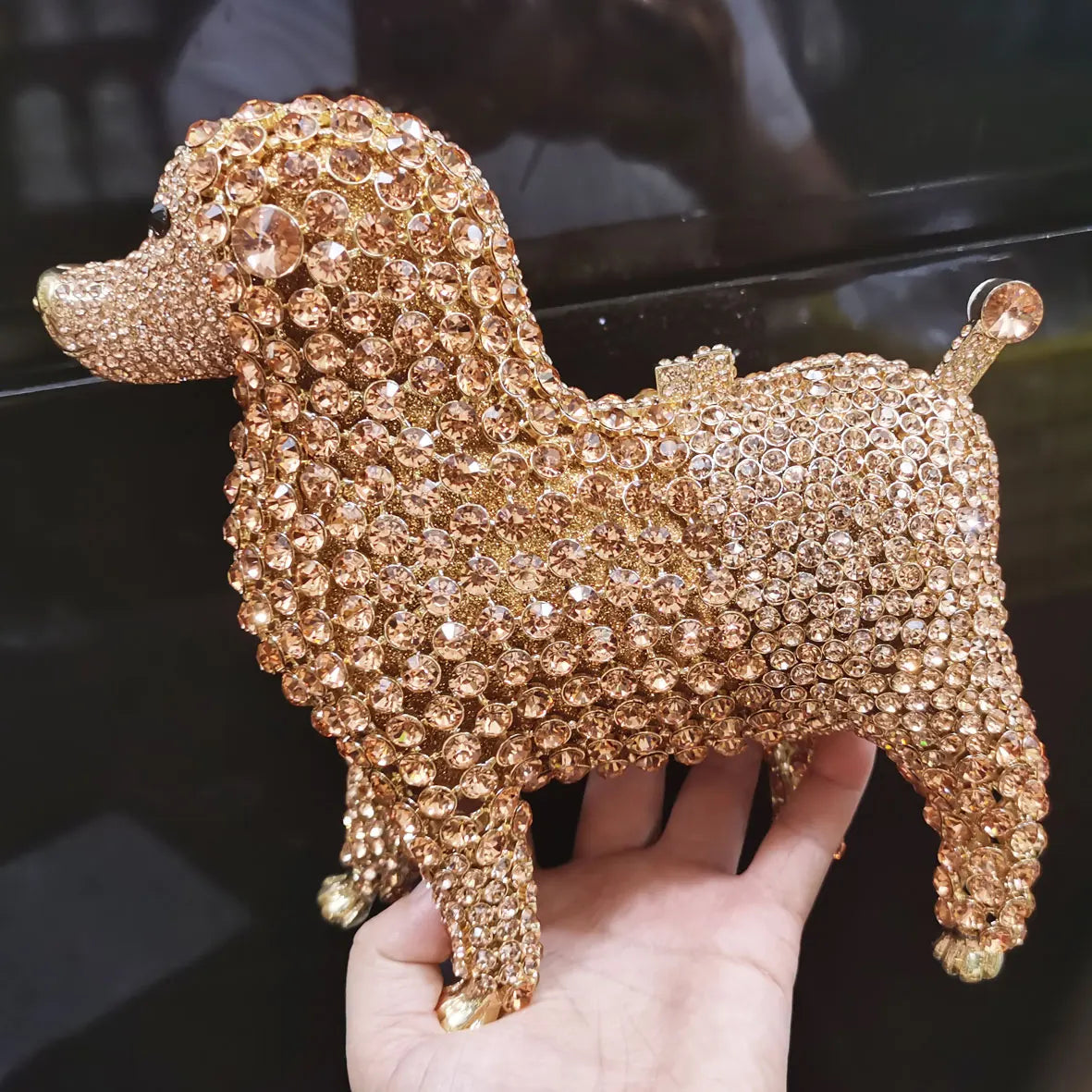 Luxury Poodles Designer Animal Crystal Clutch Evening Bag Party Purse