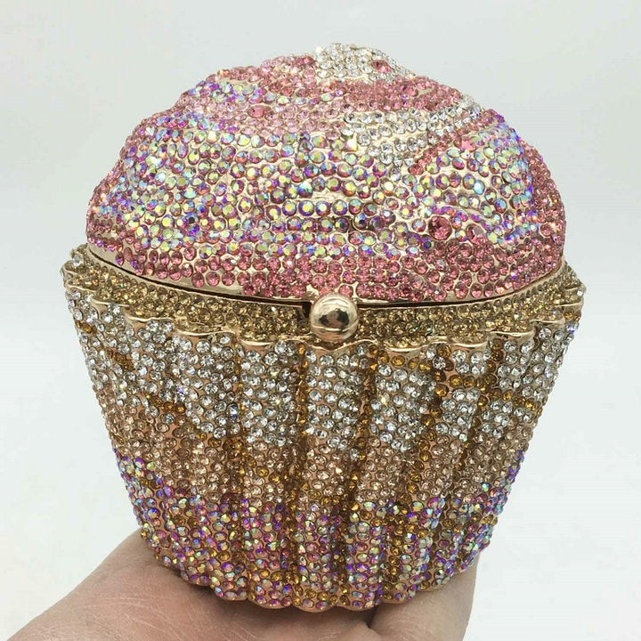 Mini Cupcake Clutch Evening Bag Crystal Handbag Party Purse