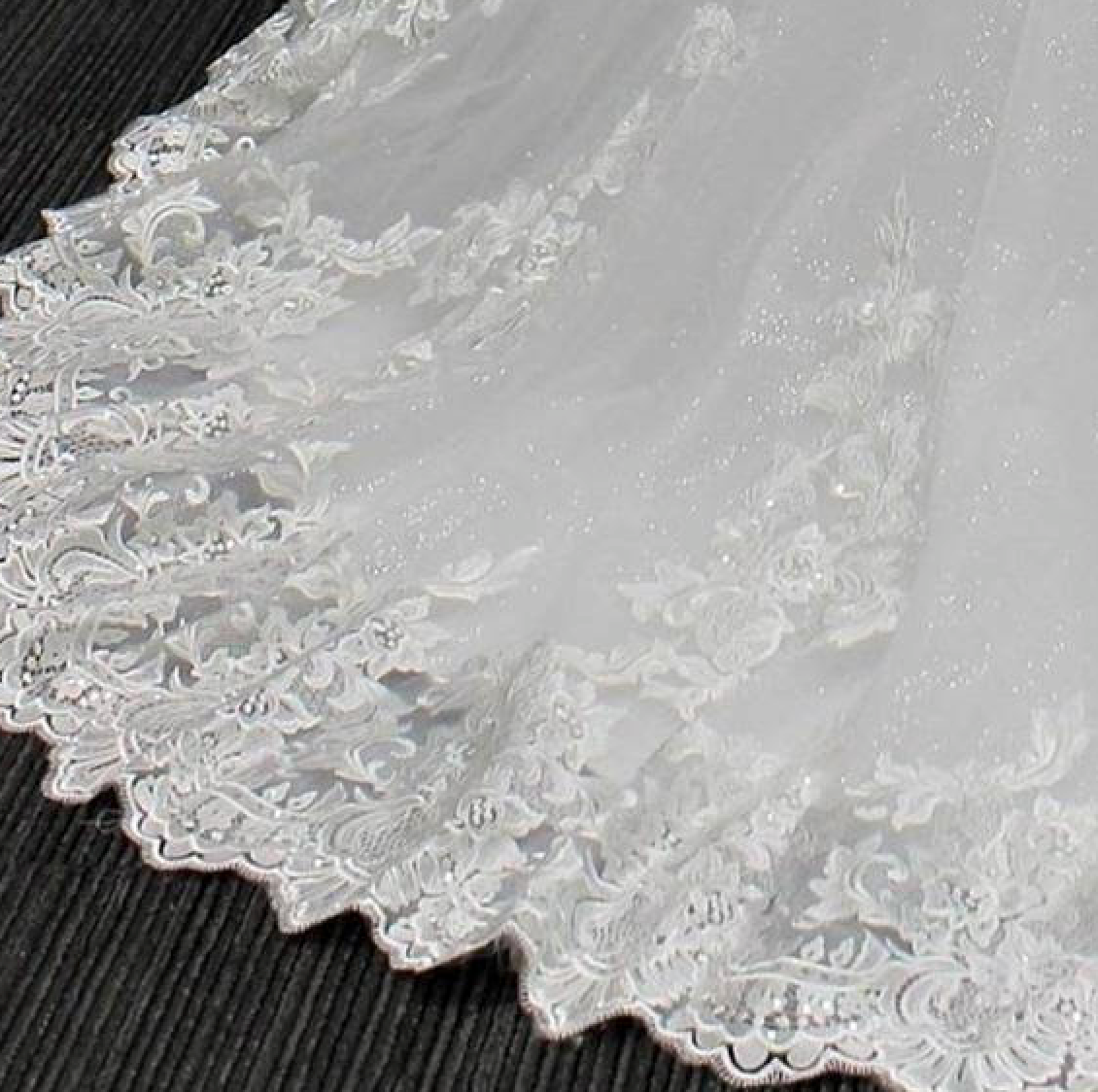 Pearl Lace A Line Tulle Bridal Wedding Gown