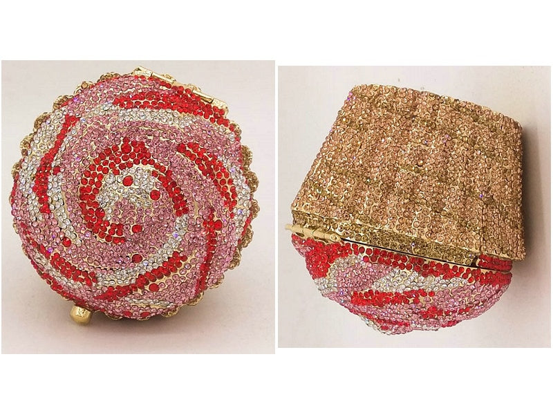 Mini Cupcake Clutch Evening Bag Crystal Handbag Party Purse