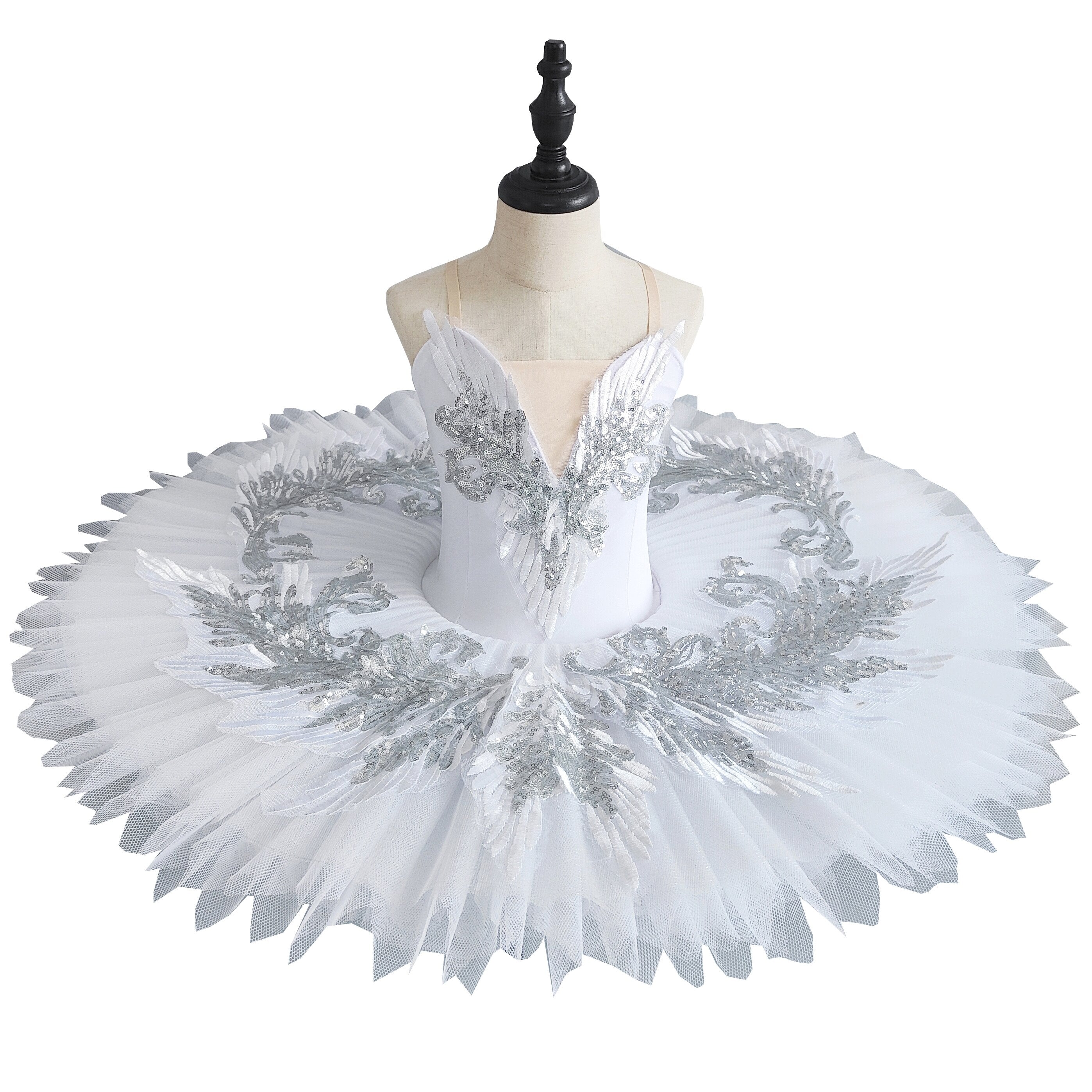 Girls White Stiff Tull Classic Pancake Tutu Nutcracker Snow Queen Professional  Ballet Costume