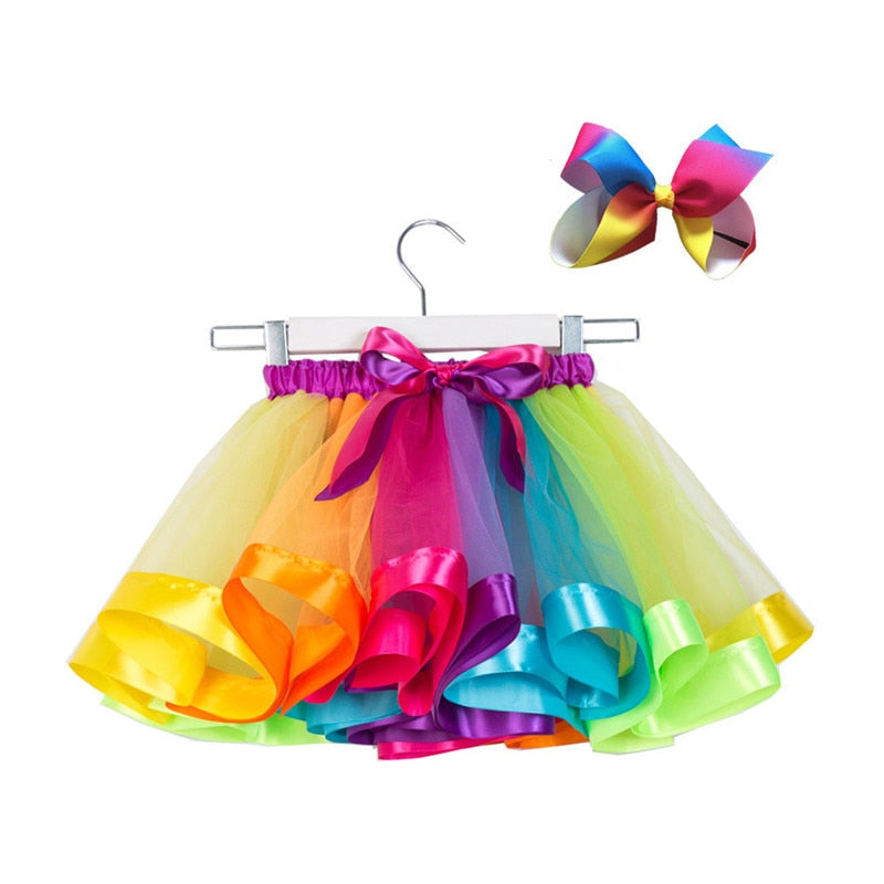 Baby Girls Mini Tulle Petite Skirt Dance Rainbow Princess Skirt