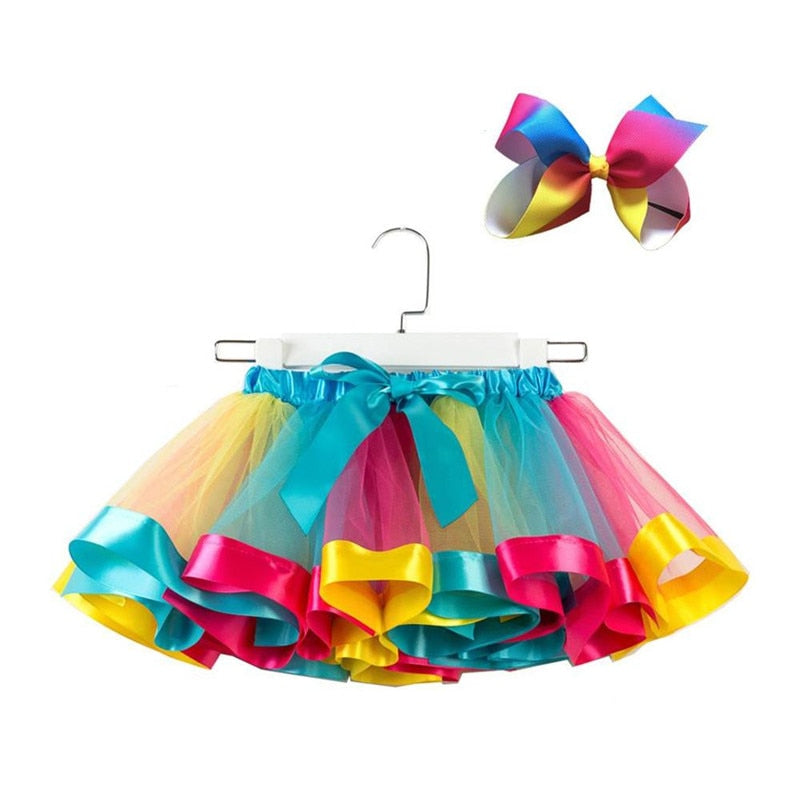 Baby Girls Mini Tulle Petite Skirt Dance Rainbow Princess Skirt