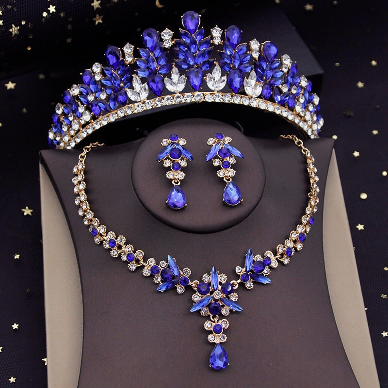 Royal Queen  Jewelry Sets for Women Crown Necklace Earrings Set