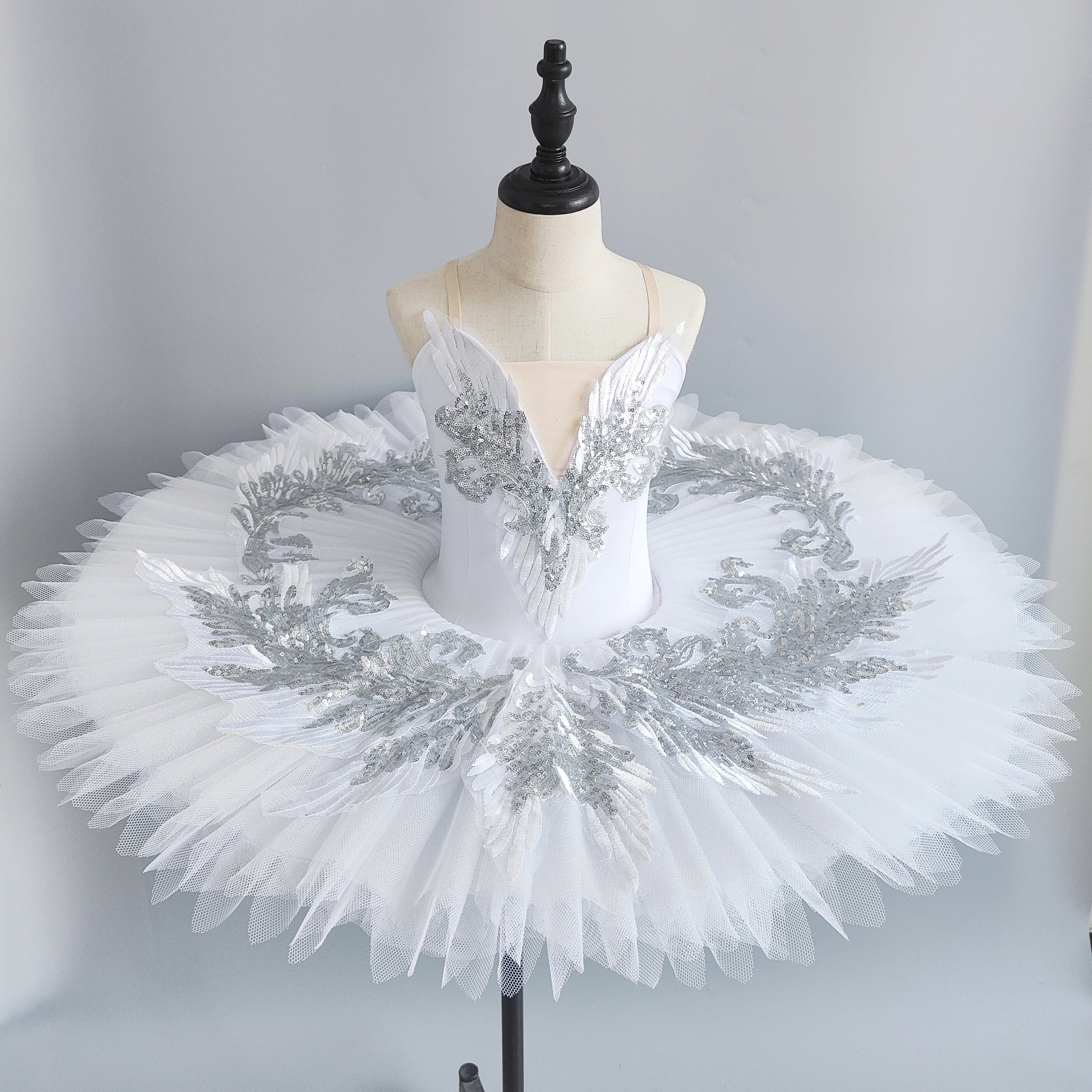 Girls White Stiff Tull Classic Pancake Tutu Nutcracker Snow Queen Professional  Ballet Costume