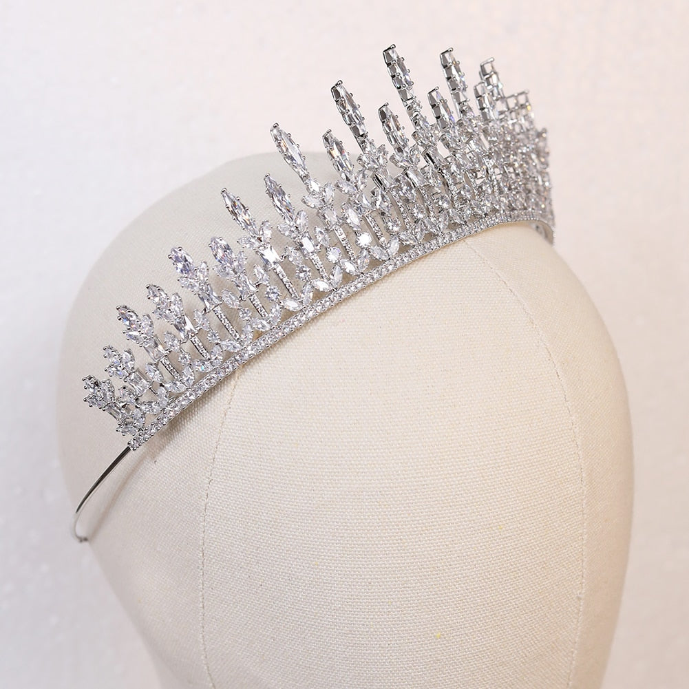 Cubic Zirconia Crystal Crown Wedding Hair Accessory Bridal Elegant Tiara