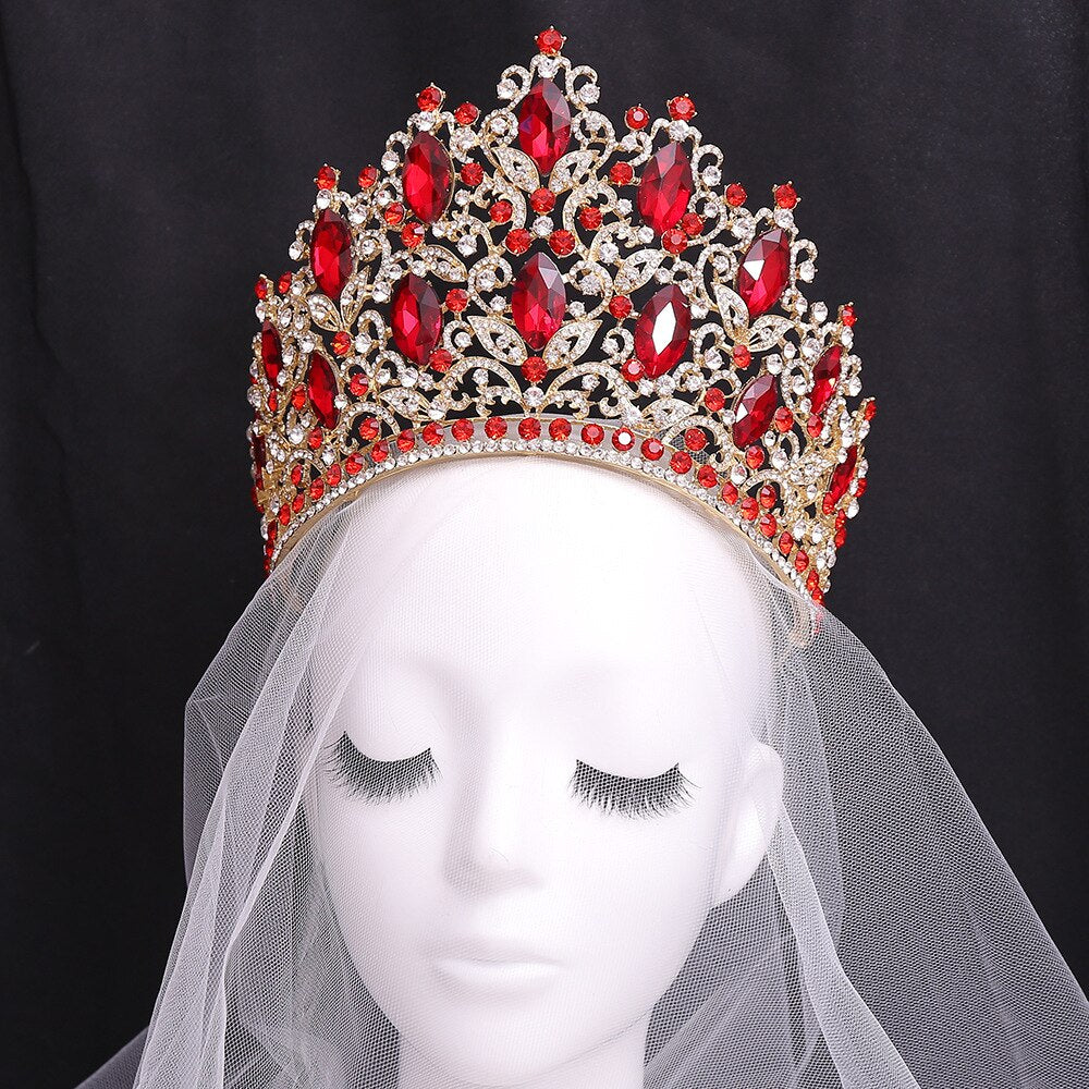 Luxury Big Crystal Rhinestone Crown Wedding Tiara Hair Accessory