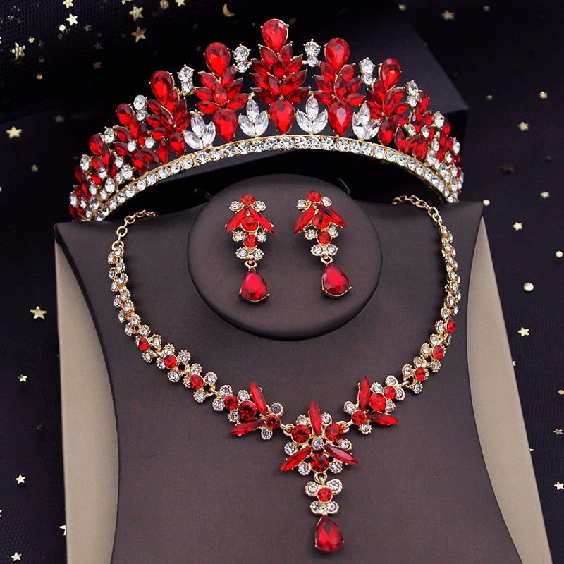 Royal Queen  Jewelry Sets for Women Crown Necklace Earrings Set
