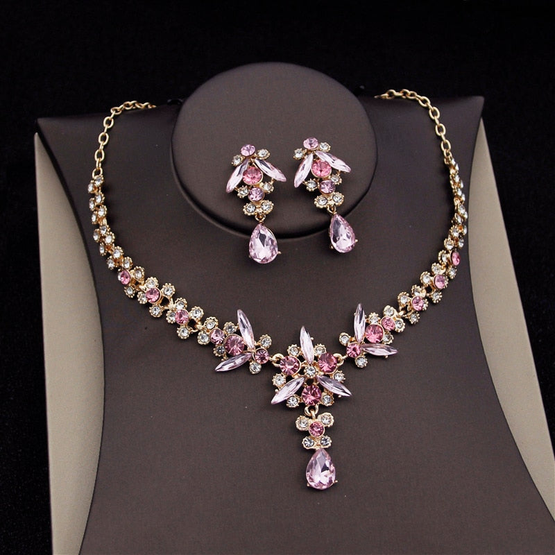 Royal Queen  Jewelry Sets for Women Crown Necklace Earrings Set