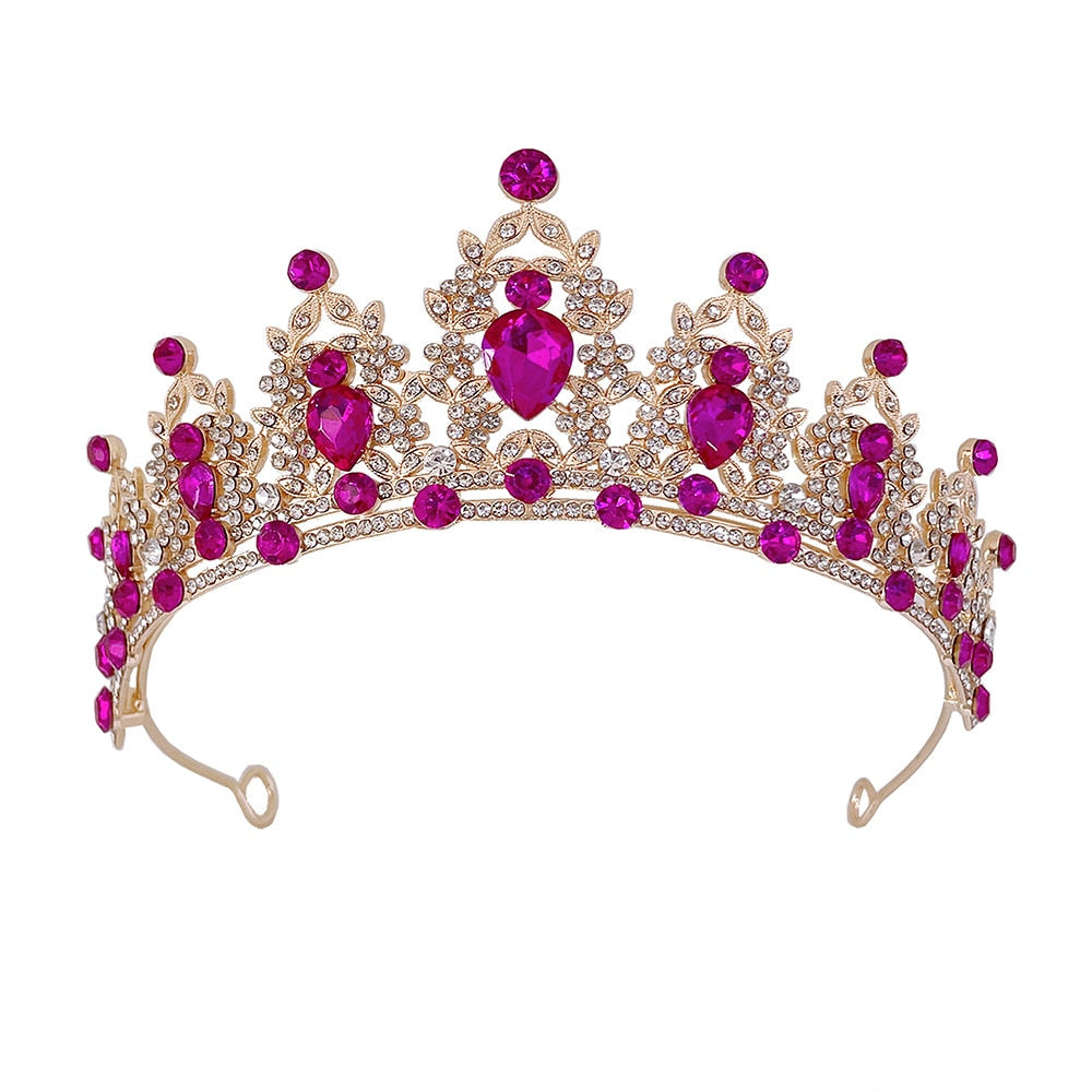 Colorful Tiara Crystal Princess Crown Party Hair Accessories