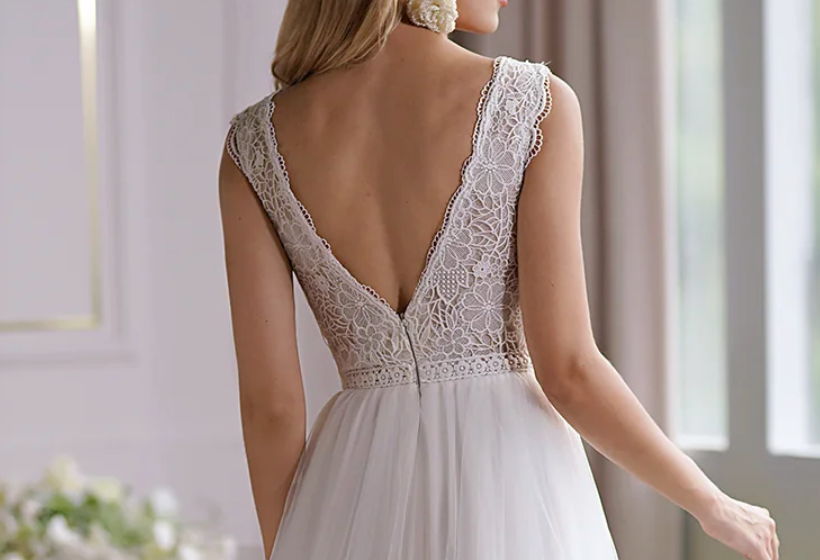 Illusion Lace Boho Wedding Dress With Alluring Open Back