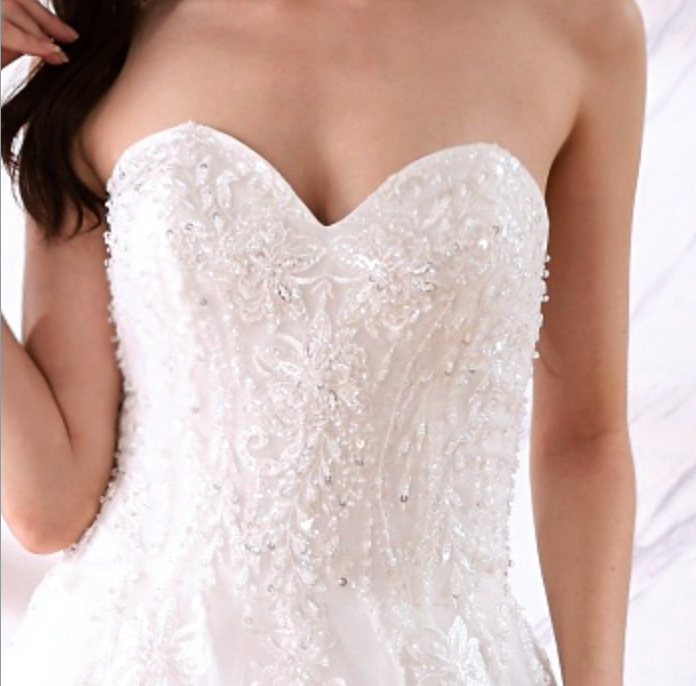Sequined Sweetheart Lace A Line Bridal Wedding Gown