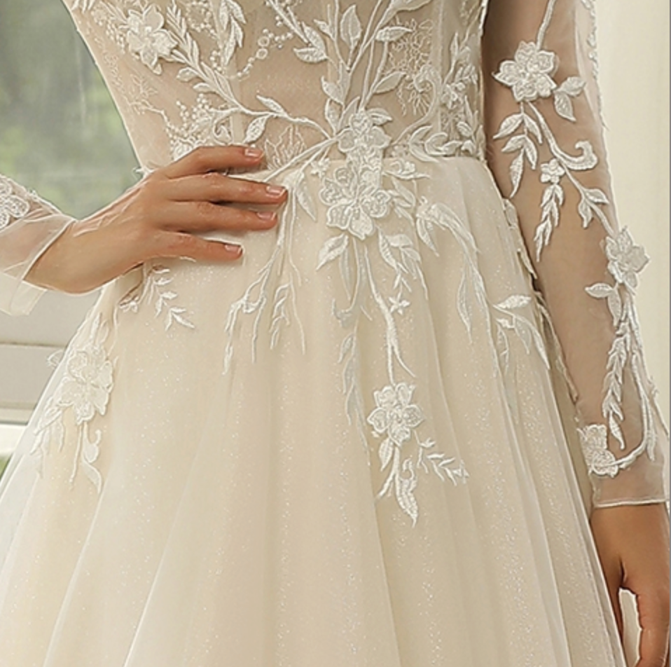 Princess Lace Wedding Dress with Long sleeves