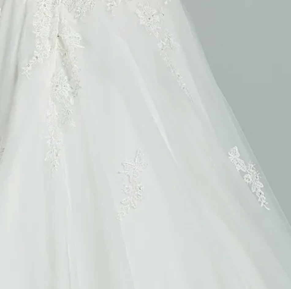 Elegant A-Line Sheer Back Bridal Gown With Appliques