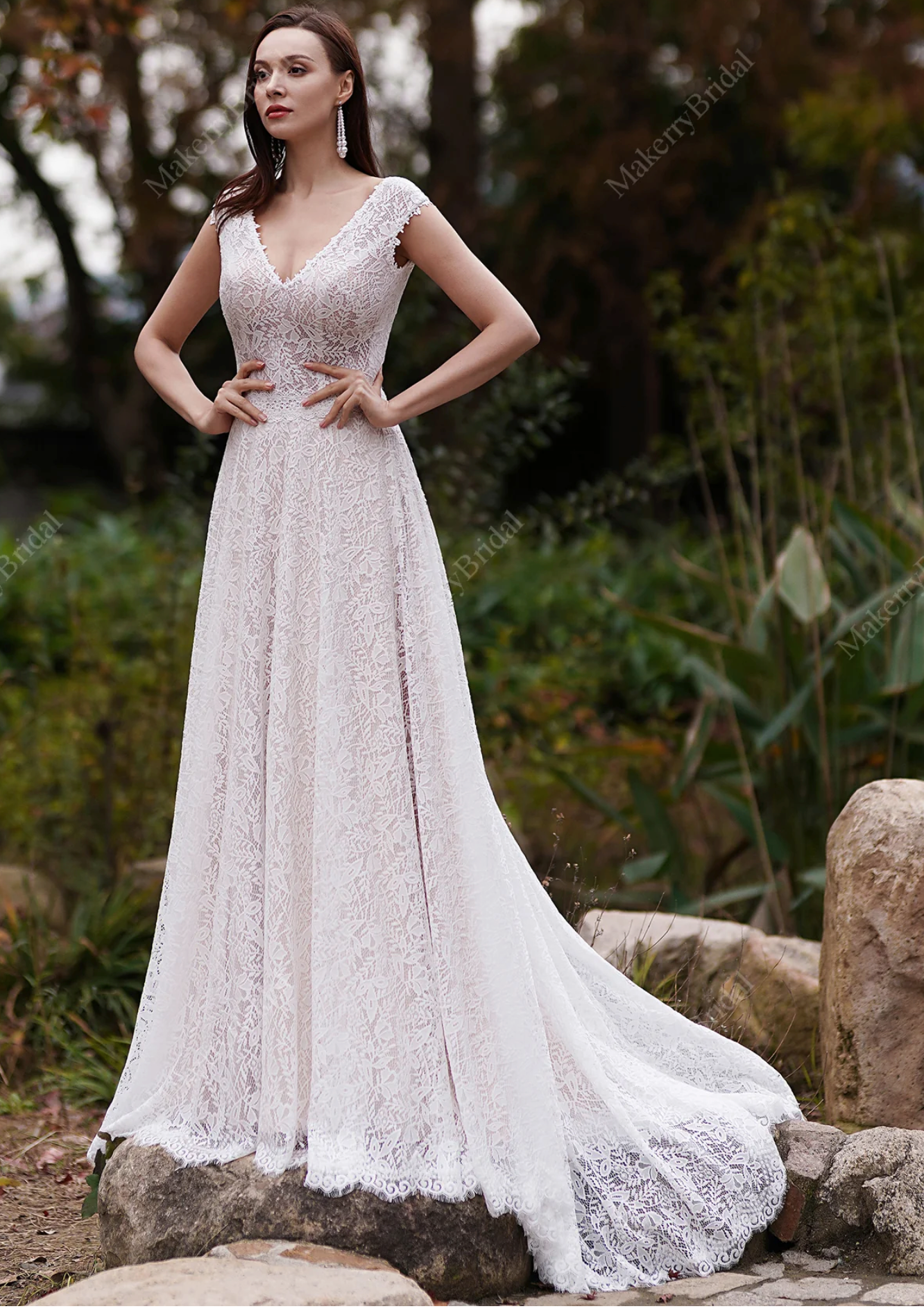 Romantic Pink  Beach A-Line Wedding Dress