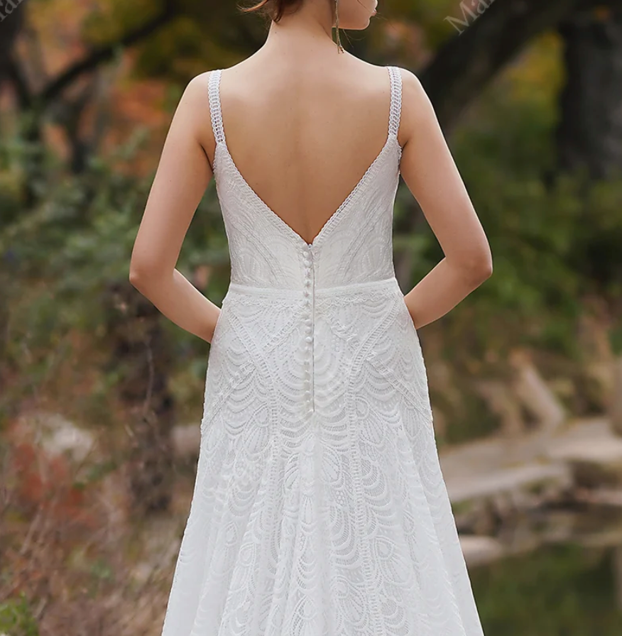 Ripple Patterned Boho Sheath Wedding Dress