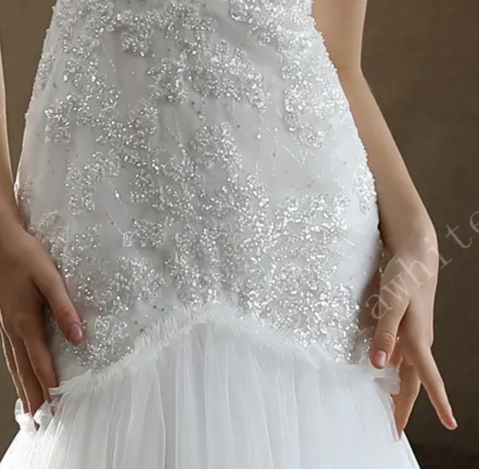 Illusion Bateau Neckline Beaded Mermaid Wedding Dress