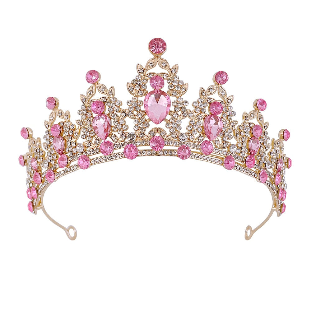 Colorful Tiara Crystal Princess Crown Party Hair Accessories