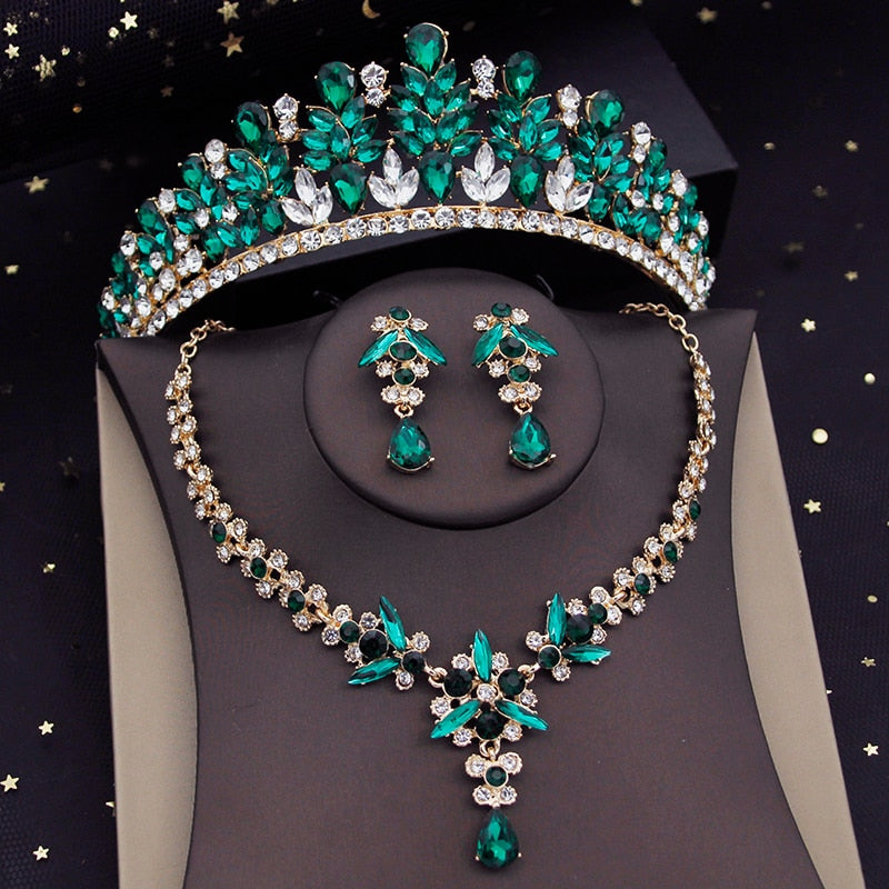 Royal Queen  Jewelry Sets for Women Crown Necklace Earrings Set