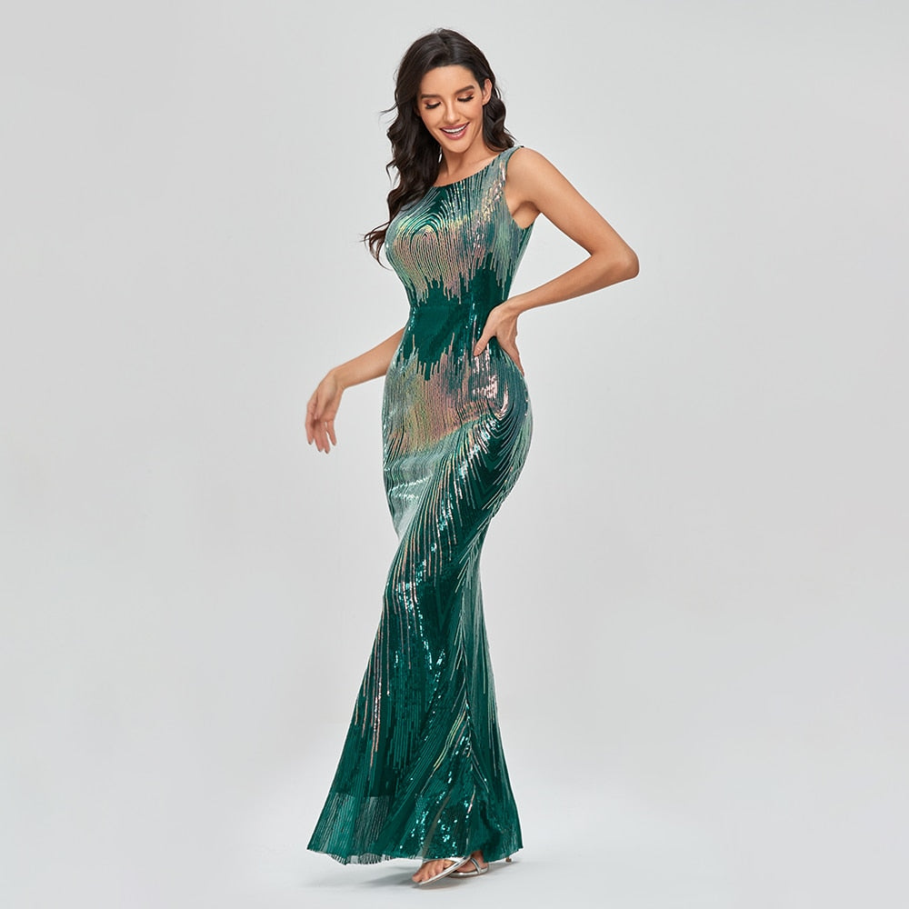 Shinning Sequin Mermaid  Fitted Party Gown - 2 Styles