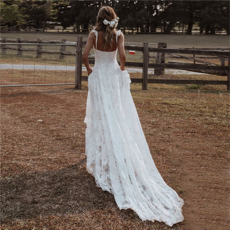 Corset Style A Line Lace Bridal Wedding Dress