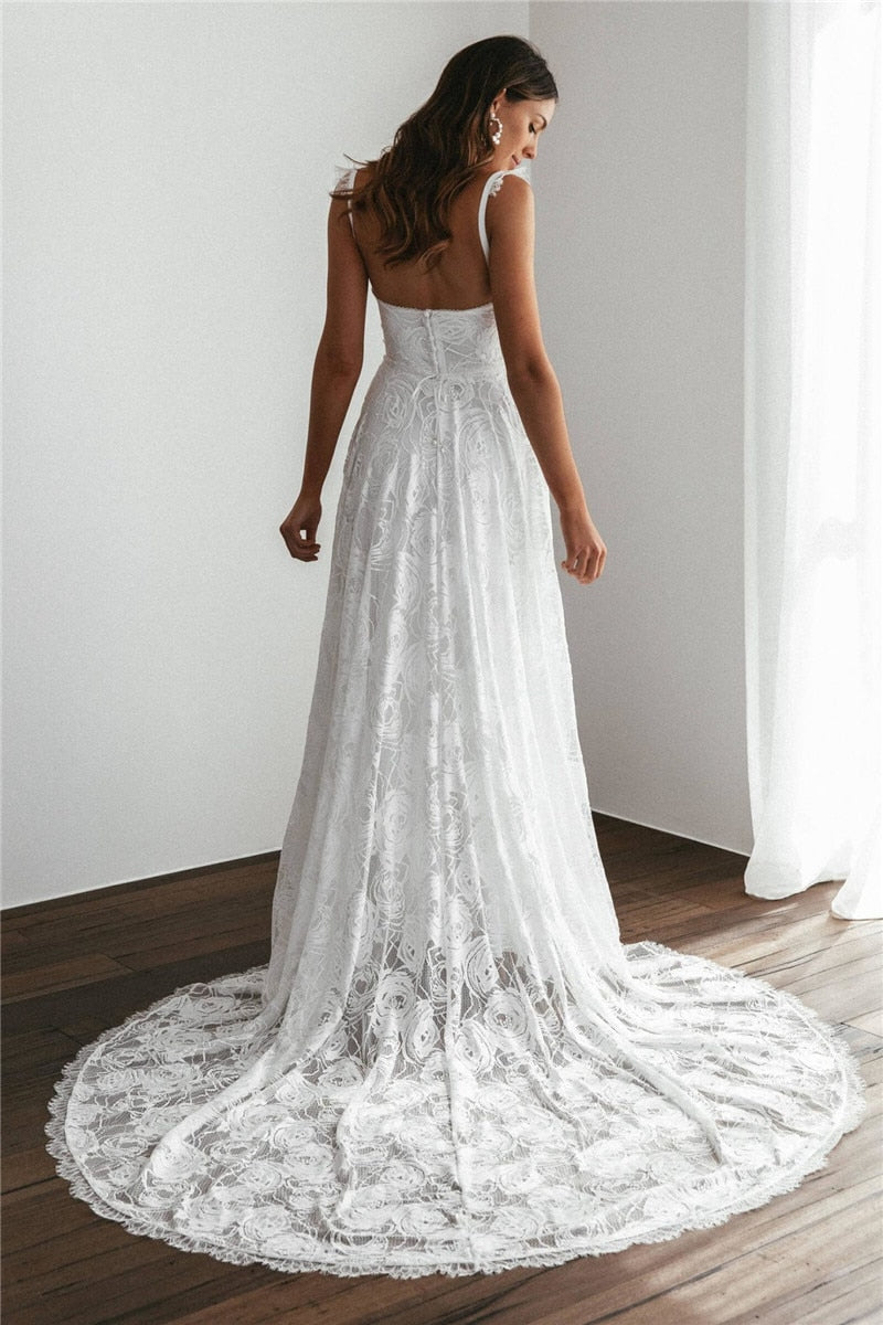 Corset Style A Line Lace Bridal Wedding Dress