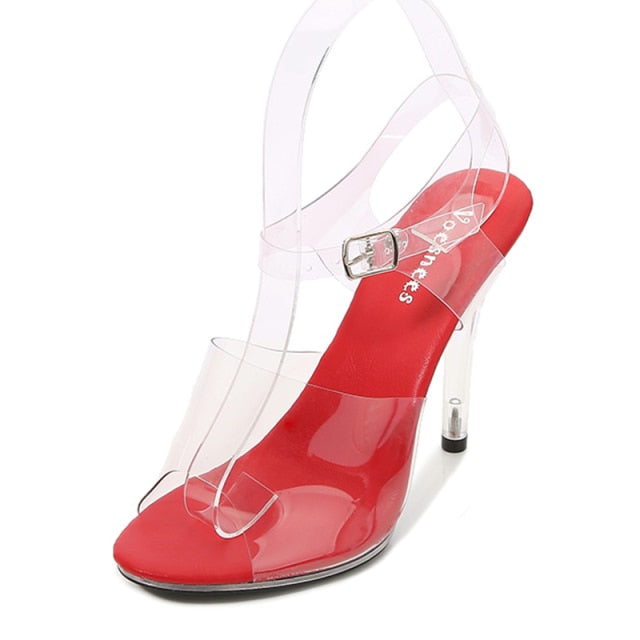 Ladies Slipper Fashion Sandals Clear Heel Transparent Party Shoes