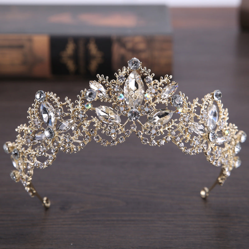 Marquise Cut Crystal Rhinestone Bridal Crown Tiara Wedding Hair Accessory