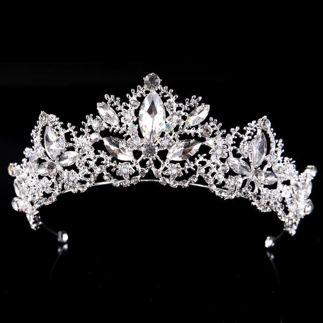 Marquise Cut Crystal Rhinestone Bridal Crown Tiara Wedding Hair Accessory