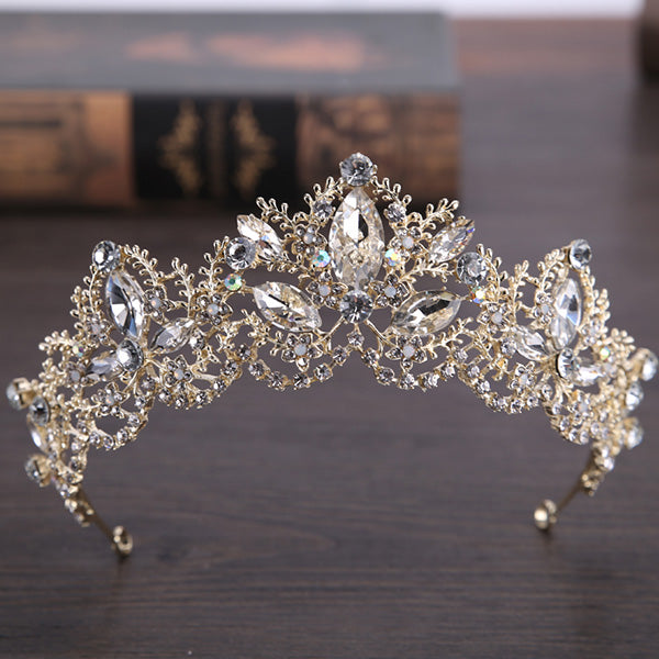 Marquise Cut Crystal Rhinestone Bridal Crown Tiara Wedding Hair Accessory