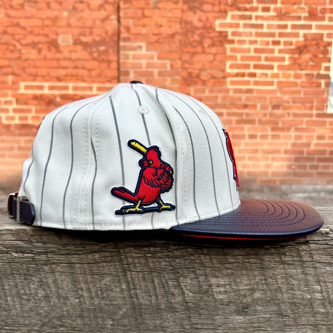 St. Louis Cardinals MLB Pinstripe Retro Wool Strapback Hat (Eggshell/Grey/Navy)