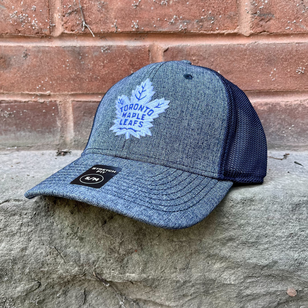 Toronto Maple Leafs NHL Heathered Poly Stretch Fit Cap (Navy)