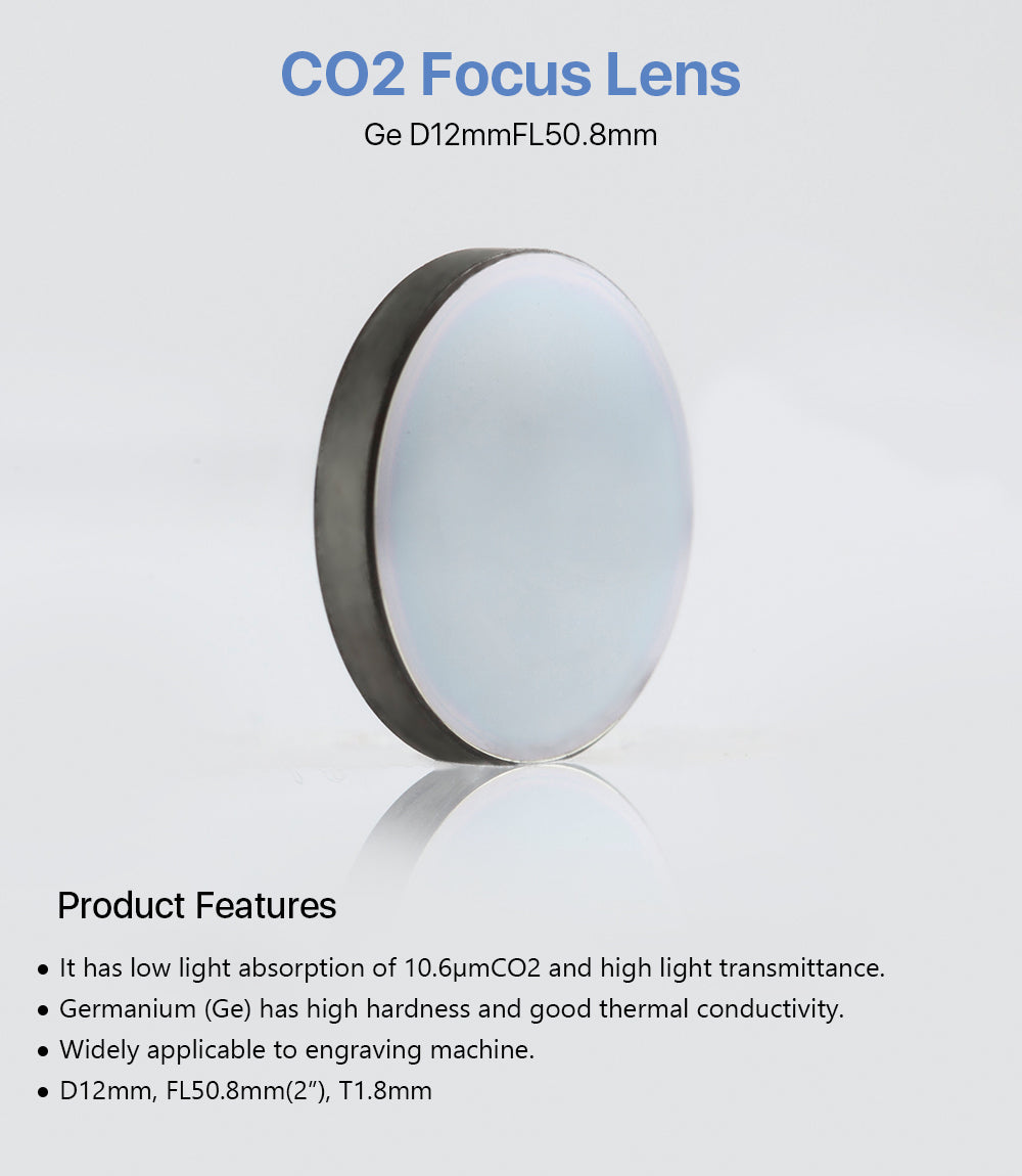 Ge CO2 Laser Focus Lens Dia 12mm 0/47" Focal Length 50.8mm 2"
